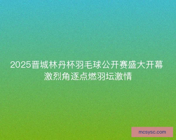 2025晋城林丹杯羽毛球公开赛盛大开幕 激烈角逐点燃羽坛激情